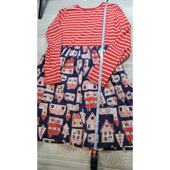 Hanna Andersson Holiday Play Dress – Red Stripes & Gingerbread Village Print - Picture 5 of 10